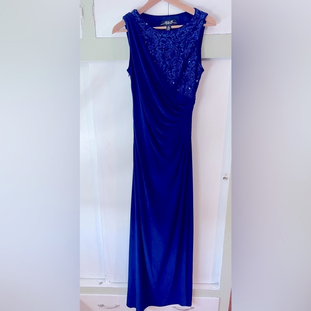 R&M Collection Royal Blue Sleeveless Evening Gown Dress - Size 8